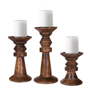 Soporte de vela de madera de alta calidad para accesorio de decoración de mesa de oficina para iluminación de velas en venta - Product Image 5