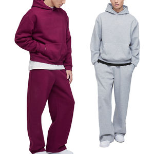Prix de gros Ensemble pantalon de survêtement et sweat à capuche Impression de logo personnalisé Pantalon évasé Survêtement Ensembles pull épais de haute qualité de qualité supérieure - Product Image 6
