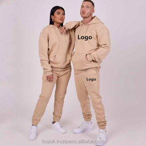 Custom 100% Cotton Fleece Jogging Track Sweat Suit Sweatpants <b>Hoodie</b> Set With Logo Unisex Men <b>Women</b> Jogger Sweatsuit Tracksuit - Product Image 3