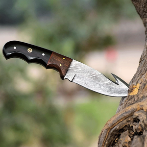 Mango de palisandro gancho cuchillo de caza tamaño personalizado hecho a mano Damasco gancho cuchillo hoja fija cuchillo de caza al aire libre - Product Image 6