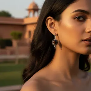 Pendientes de Plata 925 con Cuarzo Ahumado, Ónix y Perla para Boda y Compromiso - Joyería de Piedras Preciosas para Mujer - Product Image 1