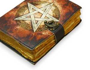 Carnet de notes en cuir fait main, forme pentagone, avec papier à bords festonnés vintage, bloc-notes pour artiste, carnet de croquis - Product Image 3