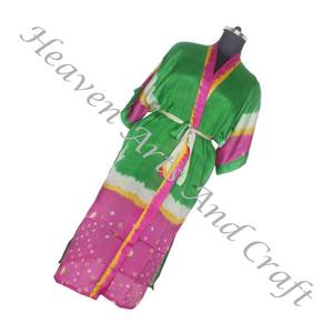 KL012 2024 colección de verano seda largo Vintage Sari Kimono largo ropa informal longitud completa Vintage Sari Kimono largo bohemio verano - Product Image 2