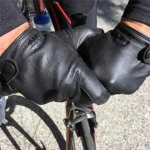 Guantes de Ciclismo de cuero hechos a mano negros de primera calidad, impermeables, compatibles con pantalla táctil, duraderos, cómodos, para todas las estaciones - Product Image 3