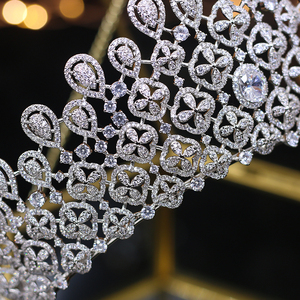 ASNORA CZ Diadème Couronne de Reine de <span class=keywords><strong>Luxe</strong></span> Grande Couleur Or Accessoires de Cheveux de Mariée pour <span class=keywords><strong>Mariage</strong></span> et Bal de Promo - Product Image 5