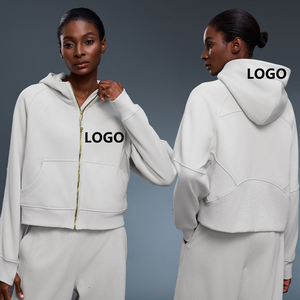 Sudadera Deportiva con Capucha para Mujer YBO-D25130, Chaqueta de Yoga Informal Holgada con Cremallera Dorada, Cárdigan Cálido de Terciopelo, Traje para Correr - Product Image 1