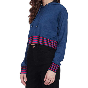 Nouveau sweat-shirt court en tricot décontracté pour femmes, tendance, devant court, 100% coton, toile, vêtements d'hiver, sweat-shirt court pour femmes - Product Image 6