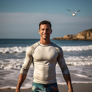 Summer Beach Swim Rash Guard Hommes Léger 100% Polyester Athletic Shirt Compression Manches Longues Rash Guard Hommes - Product Image 4