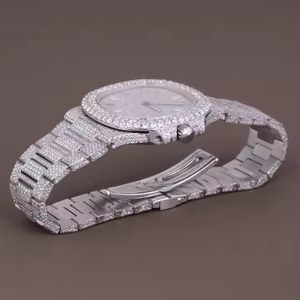 นาฬิกาเพชรโมอิสสแตนเลสสตีลทำจากสเตนเลสสตีลสุดหรูหรูหราสไตล์ฮิปฮอปสำหรับผู้ชายผู้หญิงการออกแบบแฟชั่นโบราณ - Product Image 5