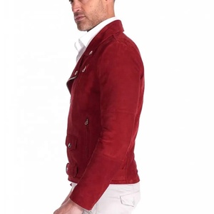 แจ็กเก็ตหนังกลับสีแดงไซส์พลัสไซส์แจ็คเก็ตขี่มอเตอร์ไซค์สไตล์วินเทจ - Product Image 3