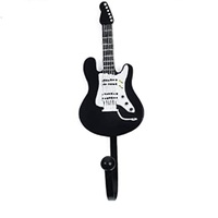 Crochet métallique personnalisé en forme de guitare, cintre noir, chambre à coucher, salon, crochet décoratif pour clés, tasse en tissu, écharpe suspendue