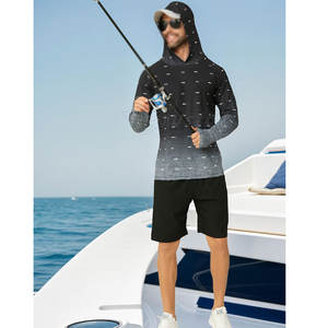 Sweat à capuche de pêche pour homme, couleur personnalisée noir et gris, sweats à capuche élégants sublimés en tissu polyester 2026 - Product Image 5