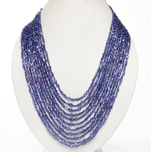 Natural Tanzanite Oval Smooth Beaded <b>Necklace</b>, Tanzanite Smooth Oval <b>Beads</b> Fringe Beaded Bandana - Product Image 2