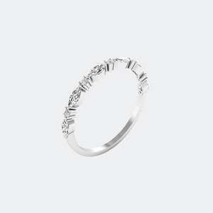 Bague minimaliste en forme de marquise et de rondes, sertie de diamants, bijoux délicats, élégants, à porter au quotidien, cadeau pour femme - Product Image 1