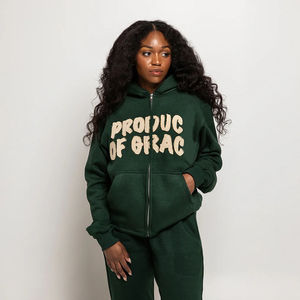 Survêtement lourd pour hommes, OEM personnalisé, logo brodé avec patchs usés, lavage à l'acide, sweat-shirt vintage à capuche, pantalon de survêtement évasé - Product Image 4