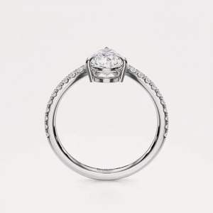 Anillo de Diamante Cultivado en Laboratorio con Forma de Pera y Banda Curva en Oro Rosa/Blanco/Amarillo de 9K con Baño de Rodio, Certificado IGI de Lujo - Product Image 4