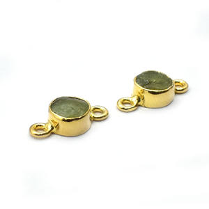 Raw Peridot Gemstone Connector - 6-8 mm Natural <b>Crystal</b>, Double Bail Birthstone Jewelry Link, Handmade Jewelry Connector - Product Image 2