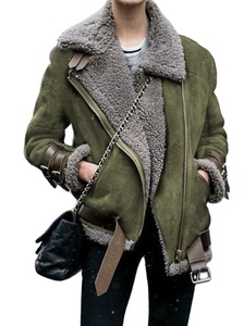 เสื้อแจ็คเก็ตหนังผู้หญิงแฟชั่นฤดูหนาว สไตล์สตรีทแวร์ลำลอง หนา หลวม สไตล์นักขี่มอเตอร์ไซค์  บุขนสัตว์ - Product Image 2