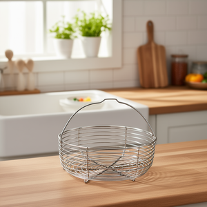 Panier vapeur en acier inoxydable chromé poli de 22 cm, écologique, avec couvercle en silicone, pour cuisinières à gaz et à induction, usage domestique - Product Image 3
