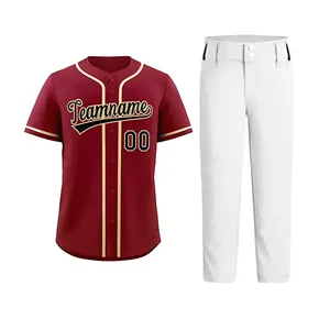 Uniforme de Béisbol Personalizado al por Mayor para Adultos, Conjunto Transpirable de Talla Grande, Pantalón de Béisbol de Secado Rápido 100% Poliéster - Product Image 1