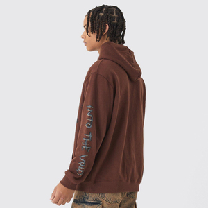 Sweat à capuche oversize pour homme, en coton lourd, uni, imprimé personnalisé, pull streetwear, vente en gros OEM - Product Image 2