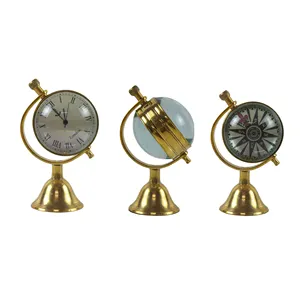 Horloge de bureau rétro de haute qualité en laiton horloge de table avec boussole Double face horloge de table décorative décor à la maison décor de table à faible coût