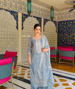 Designer <b>Indian</b> Salwar Kameez <b>Top</b> & Pent & Dupatta Modern Style Party Wear Wedding Dress All Seasons - Product Image 1