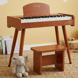 Piano Infantil de Madera Midex CP-370OR - 37 Teclas, Funciona con Pilas, Tacto Realista y Patas Ajustables, Incluye Taburete - Color Naranja Madera - Product Image 1