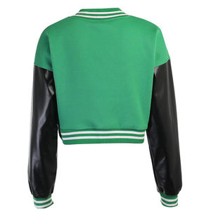 Veste universitaire OEM pour femmes Logo brodé Bomber de baseball Streetwear Manteau court College Letterman - Product Image 2