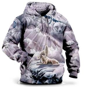 Sudadera con capucha de animales, Sudadera con capucha para hombre, camiseta gráfica de Lobo, 3D jersey con estampado, ropa de gran tamaño para hombre, Tops, ropa de calle de otoño para hombre - Product Image 4