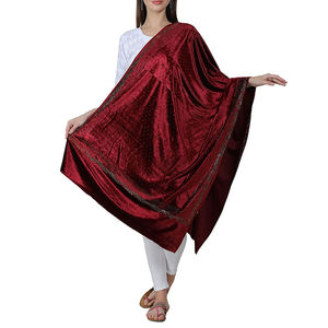 Top Sale Winter Wear Velvet Velour Beautiful Color Pakistani <b>Shawl</b> <b>Women</b> Wear Maroon Color Velvet <b>Shawls</b> Wholesale Customized - Product Image 5