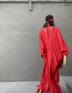 2022 été bohème Vintage femmes robes 100% coton plaine colorant tissé longue Maxi parole longueur pour dames dames soirée - Product Image 3