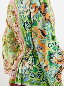 Robe longue bohème à imprimé floral avec col mandarin, manches lanternes, en mousseline de soie, longueur au sol, robe d'été décontractée pour femmes - Product Image 4