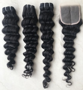 Temple Mink brésilien brut vierge 4x4 HD fermeture cuticule aligné vierge brésilienne faisceaux de cheveux humains style vague Extension de cheveux - Product Image 3