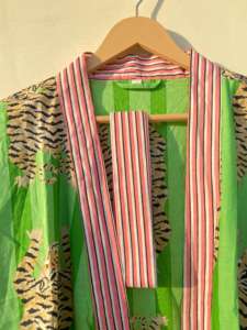 Kimono indio hecho a mano de algodón 100% para mujer, estampado Floral informal con ropa de dormir, envoltura de Bikini para vacaciones en la playa de verano para otoño - Product Image 2