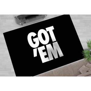 พรม Got Em: ลายขาวดำ พรมตกแต่งภายในสไตล์โมเดิร์น พรมเนื้อนุ่มแบบไม่ถักทอ - Product Image 1