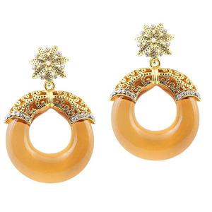 Pendientes colgantes finos Kriaa chapados en oro con colgante amarillo piedra austriaca 1305709 - Product Image 1