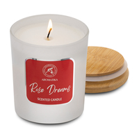 Vela Aromática de Soya Aromatika Rose Dreams en Frasco Blanco Mate, Decoración para el Hogar, Aromaterapia Premium, Vegana y Ecológica