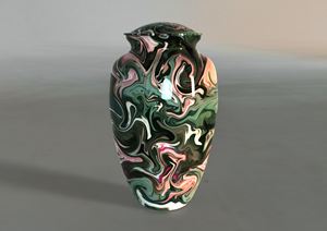 Urnes funéraires pour adultes en aluminium à texture de marbre rouge et bleu avec sac en velours gratuit - Product Image 5