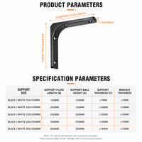 Supports d'étagère en métal épais, supports d'angle muraux, capacité de charge de 400 LBS, ensemble de 2 supports en L robustes