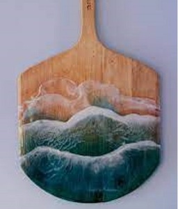 Stylish Epoxy Finished TQC Model 7146 Pizza Stand Server Set Pizza Peel with Folding Wooden Handle Dishwasher <b>Safe</b> for Low Price - Product Image 6