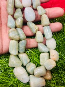 Prêt à expédier collier de perles de pierre d'aigue-marine naturelle pépites lisses perles de culbutage - Product Image 4