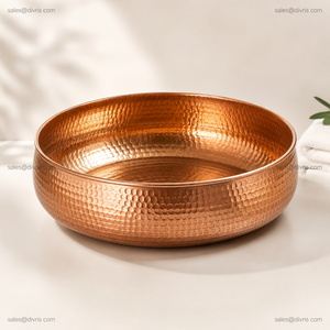 Bol de pédicure rond en cuivre, fait main, pour spa des pieds, salons de manucure, centres de bien-être, hôtels - Product Image 1