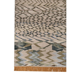 Alfombra de Lana y Seda de Bambú Anudada a Mano Freedom Manchaha Verde con Patrón Geométrico para Uso Doméstico-Les-8394 - Product Image 4