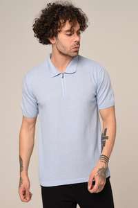 Luxury Men's Summer Casual Classic for Polo 100% Cotton Knitted T-Shirt <b>White</b> <b>Quarter</b> <b>Zip</b> Crocheted Solid Short Sleeve - Product Image 4
