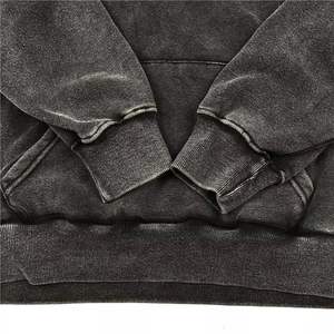 Pull à capuche vintage d'hiver solide brodé de logo personnalisé 100% sweat à capuche homme noir délavé à la pierre et à l'acide - Product Image 4