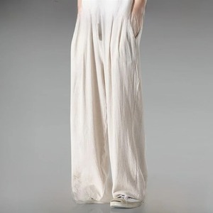 กางเกงขาบานผ้าลินินผ้าฝ้ายทรงหลวมสำหรับผู้ชาย, กางเกงลำลองทรงตรงยาวระบายอากาศได้ดีใช้งานได้หลากหลายทนทาน - Product Image 1