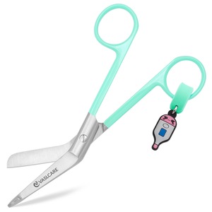 Tijeras Médicas Vaslcare Verde Mar con Bonito Llavero Termómetro, Punta Roma, Hojas Afiladas, Tijeras para Vendajes para Enfermeras - Product Image 1