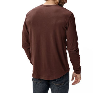 T-shirts à manches longues en coton décontractés unisexes sur mesure, grande taille - Product Image 4