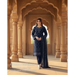 Ensemble Salwar Kameez pour femmes en broderie Masoori Khaddar de qualité supérieure, 3 pièces, moderne, de haute qualité, séchage rapide, hiver, Inde/Pakistan - Product Image 5